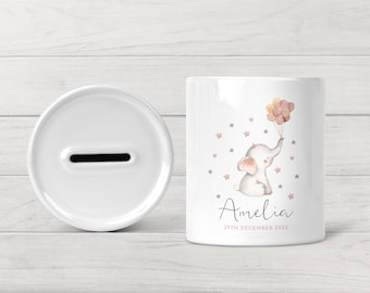 Personalised Money Box Baby Keepsake Girls Piggy Bank Newborn Gift