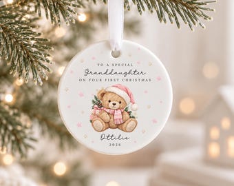 Personalised Granddaughter First Christmas Bauble Decoration Grandchild Tree Ornament Gift