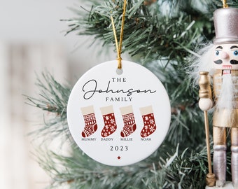 Family Christmas Ornament Personalised Stockings Decoration 2023 Gift