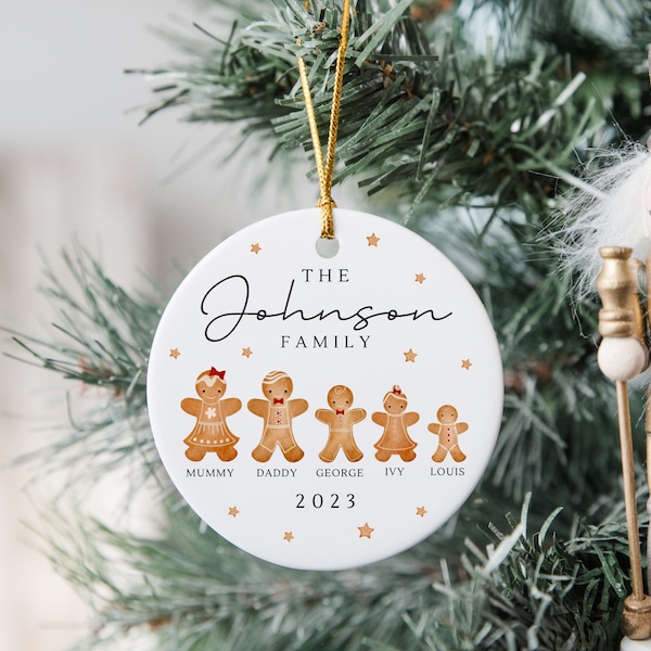 Family Christmas Ornament Personalised Gingerbread Decoration 2023 Gift