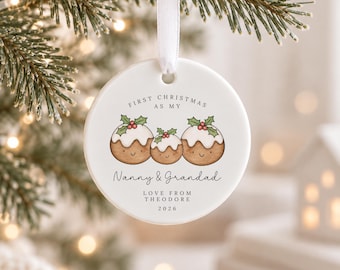 First Christmas As Nanny & Grandad Personalised Bauble Ornament Grandparents Xmas Decoration Gift
