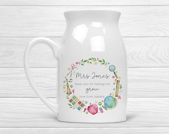 Personalised Teacher Gift Vase End Of Term Ceramic Flower Jug Present