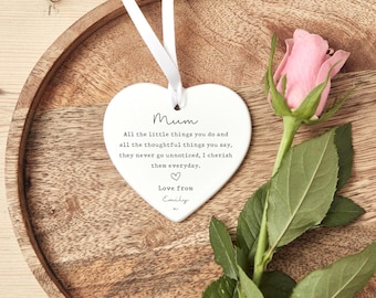 Personalised Mum Ornament Mother's Day Keepsake Sentimental Message Poem Ceramic Birthday Gift