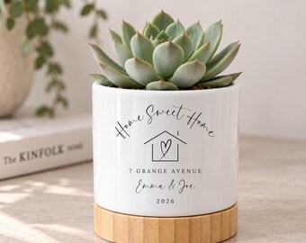 New Home Personalised Plant Pot Housewarming Ceramic Planter Gift