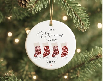 Family Christmas Ornament Personalised Stockings Decoration 2026 Gift
