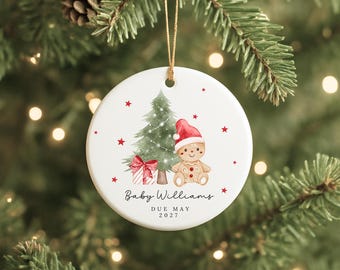 Personalised Baby Announcement Christmas Bauble Decoration Pregnancy Reveal