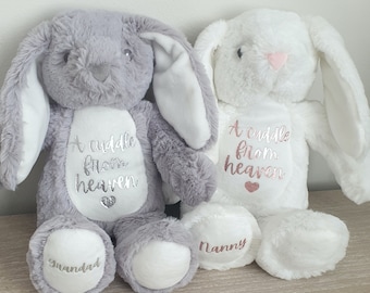 Memorial Soft Toy Bunny Personalised Cuddle From Heaven Teddy Grieving Childrens Comforter Keepsake Gift