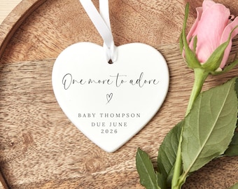 Personalised Pregnancy Reveal Ornament Baby Announcement Ceramic Keepsake