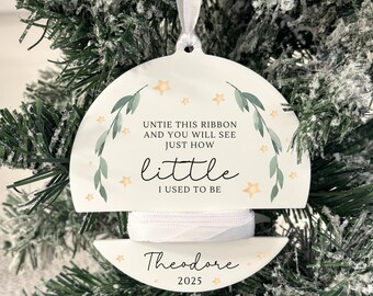 Childs Height Bauble Personalised Christmas Decoration Ribbon Baby Keepsake