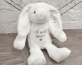 Get Well Soon Soft Toy Bunny Personalised Teddy Baby Childrens Sister Brother Gift