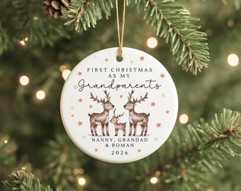First Christmas As Grandparents Bauble Ornament Personalised Family Xmas Decoration Gift