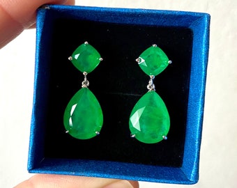 EMERALD EARRINGS, Emerald Green Earrings, Emerald Drop Stud Earrings, March Birthstone Earrings, Angelina Jolie Earrings, Gifts for Her