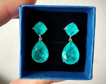 Boucles d'oreilles PARAIBA TOURMALINE, boucles d'oreilles tourmaline bleu aqua, boucles d'oreilles bleues, boucles d'oreilles avec pierres précieuses bleues, bijoux en tourmaline, cadeaux pour elle