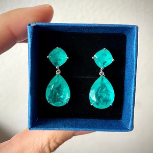 PARAIBA TOURMALINE Earrings, Aqua Blue Tourmaline Earrings, Blue Drop Earrings, Blue Gemstone Earrings, Tourmaline Jewelry, Gifts for Her