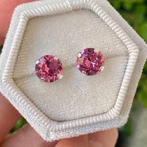 SAPPHIRE PINK Earrings Studs, Swarovski Rose Pink Crystal Stud Earrings, Silver, Gold, Rose Gold, Birthday Gift for Her Women Gifts
