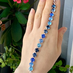 OMBRE BLUE Sapphire Österreichisches Kristall Kristall Tennis Armband, Silber, Gold, Roségold