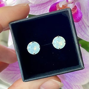 WHITE OPAL Stud Earrings Sterling Silver, White Opal Bridal Earrings, Opal Bridesmaid Earrings, Opal Bridesmaid Gifts