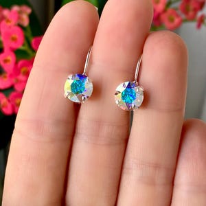 AURORA BOREALIS Crystal Drop Earrings, Aurora Borealis Dangle Earrings, AB Crystal Earrings, Silver, Gold, Rose Gold, Gift for Women