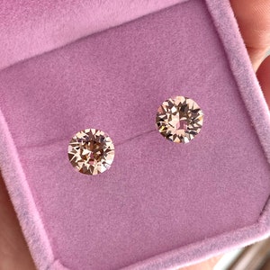 MORGANITE Earrings Studs, Sterling Silver Morganite Pink Crystal Earrings, Dainty Crystal Earrings, Bridal Earrings, Bridal Jewelry