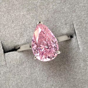 PINK DIAMOND Ring, Pink Sapphire Rings for Women, Pear Cut Engagement Ring, Statement Ring, Wedding Ring, Promise Rings,