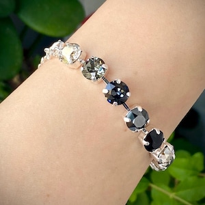 Black & White Crystal Jewelry Set: Swarovski Bracelet Earrings Necklace