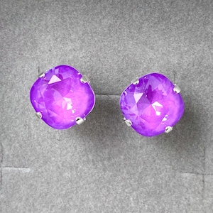 PURPLE Crystal Earrings Studs, Silver, Gold, Rose Gold, Purple Shimmer Earrings, Sparkly Earrings, Iridescent Earrings, Women Gift