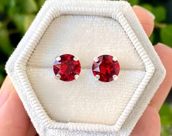 ROBIJNRODE Swarovski-kristallen oorbellen, zilver, goud, roségoud, robijnrode oorbellen, herfst, winter, kerstoorbellen, strass oorbellen
