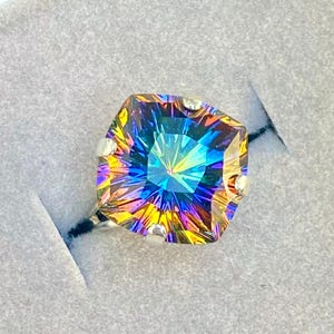 MAGICAL RAINBOW Crystal Cocktail Ring: Adjustable Silver Statement Ring