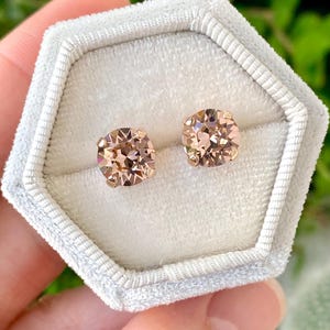 Morganite Earrings Studs, Silver, Rose Gold, Morganite Pink Crystal Earrings, Bridal Earrings, Bridal Jewelry, Wedding Jewelry,  Woman Gift
