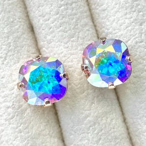 AURORA BOREALIS Earrings, Silver Rose Gold Earrings, Crystal Stud Earrings, Sparkly Earrings, Iridescent Earrings, Bridal, Mothers Day Gift