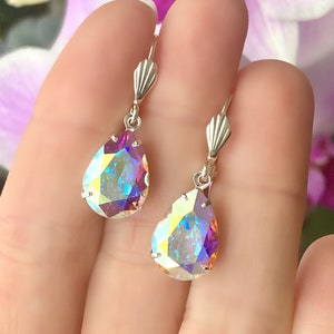 LAST PAIRS! Rainbow Crystal Earrings, Aurora Borealis Earrings, Silver Bridal Earring, Art Deco Earrings, AB Crystal Earrings, Wedding