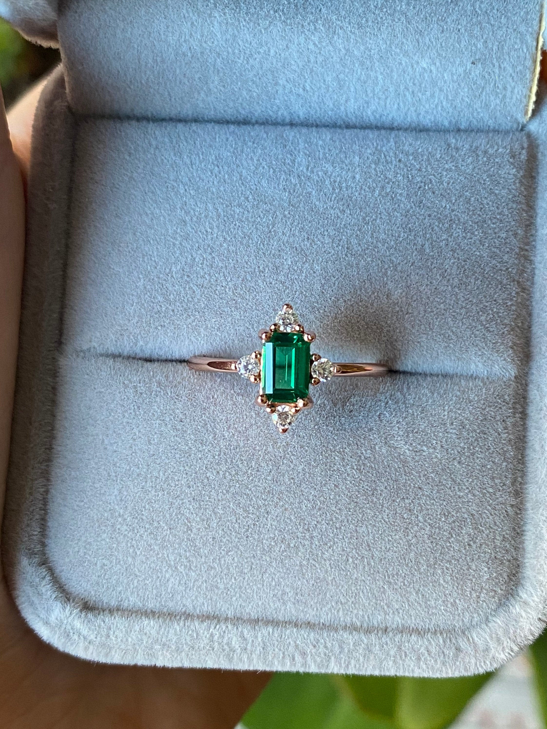 LAST SIZES Vintage Emerald Ring Emerald Cut Emerald | Etsy