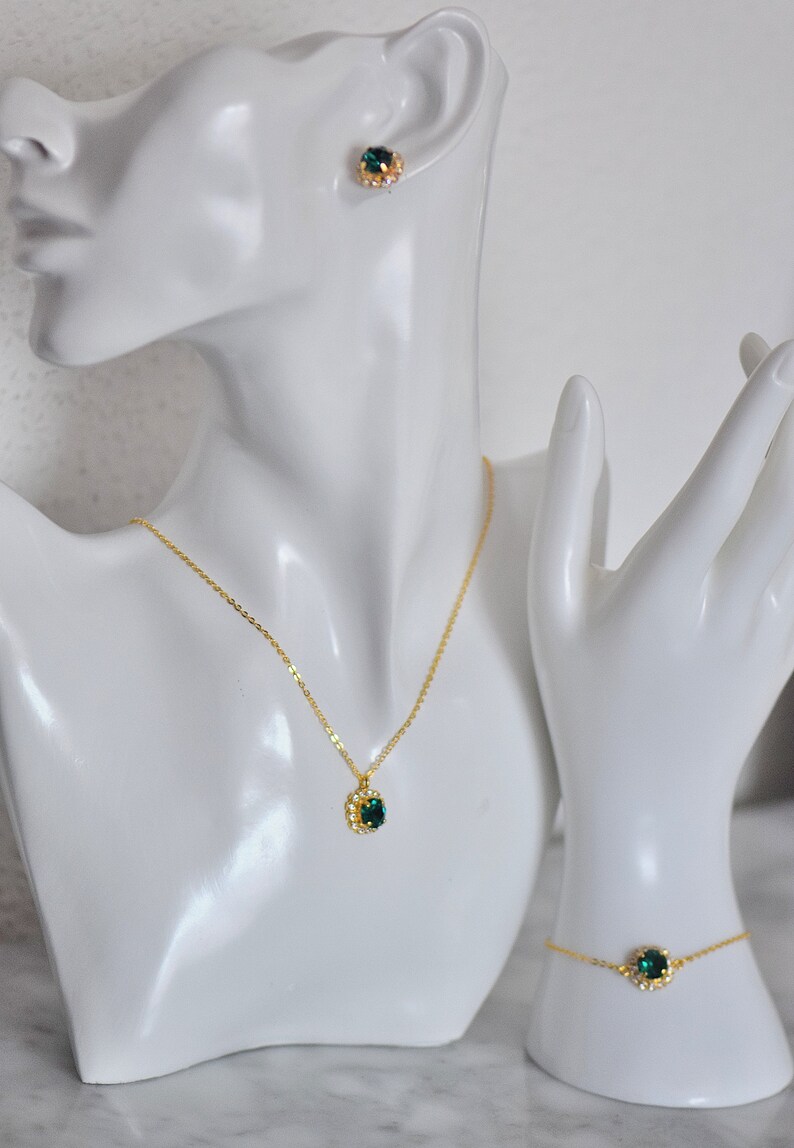 Emerald Jewelry Set Bridesmaid Gift Emerald Earrings Stud Bridal Jewelry Bridesmaid Earrings Set of 8,7,6,5,4,3 Bride Wedding Jewelry