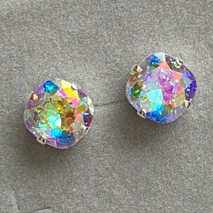 LAST PAIRS! RARE Swarovski Crystal Stud Earrings, Silver Earrings, Rainbow Crystal Earrings, Iridescent Earrings, Sparkle Earrings