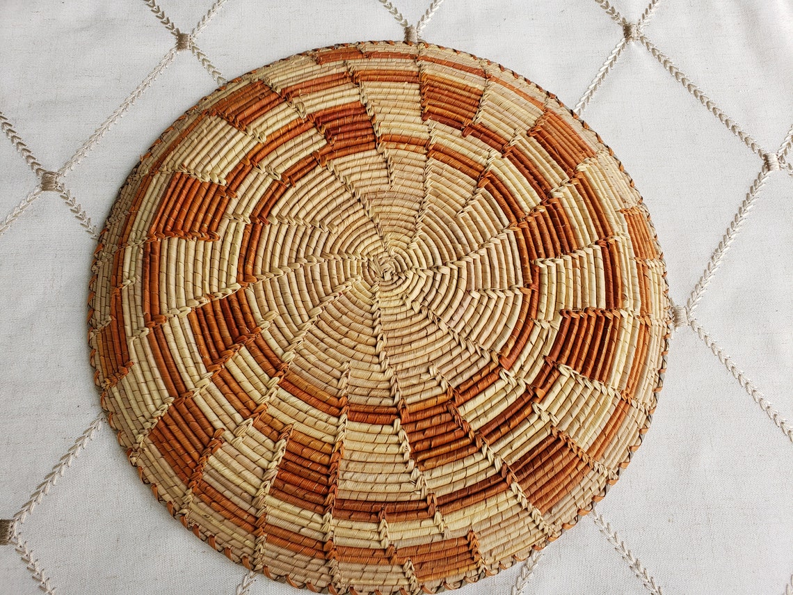 Vintage African Coil Basket Handmade Native Coil Basket Mid Etsy