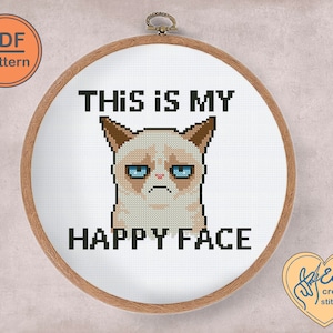 Cat cross stitch pattern PDF, motivational quotes cross stitch pattern, quotes embroidery pattern, cat design do it yourself wall decor