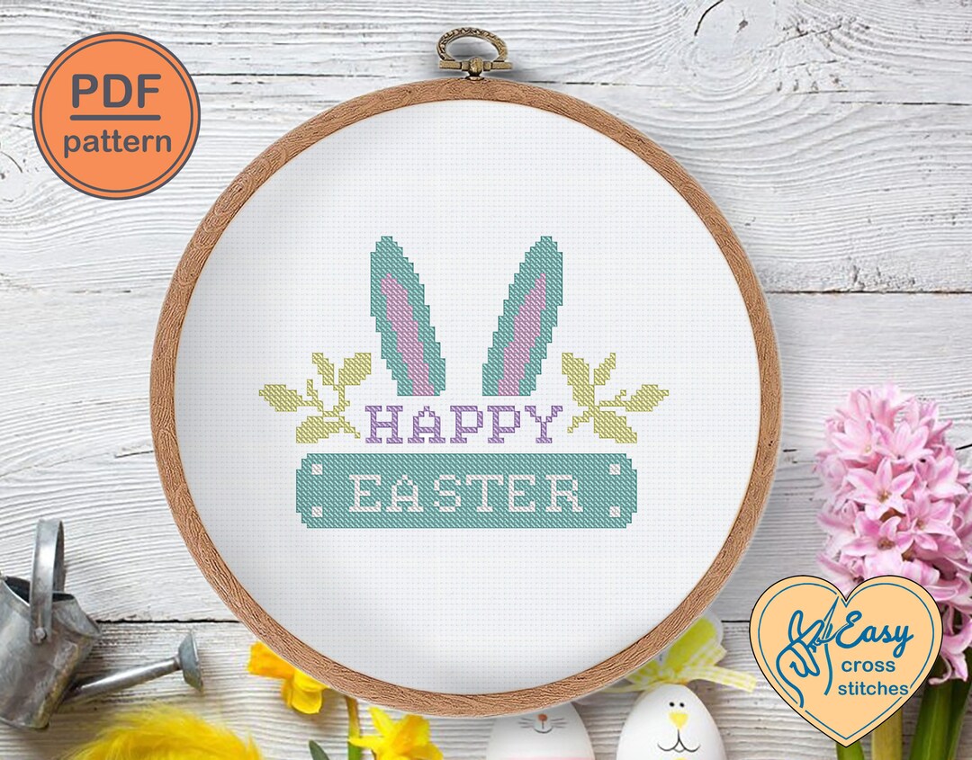 Easter Bunny Cross Stitch Pattern, Easter Bunny Embroidery Design ...