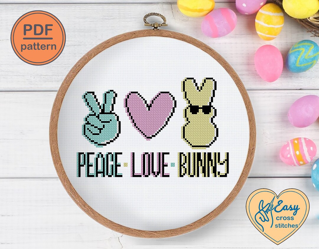 Easter Bunny Cross Stitch Pattern in Pdf, Funny Embroidery Designs for ...