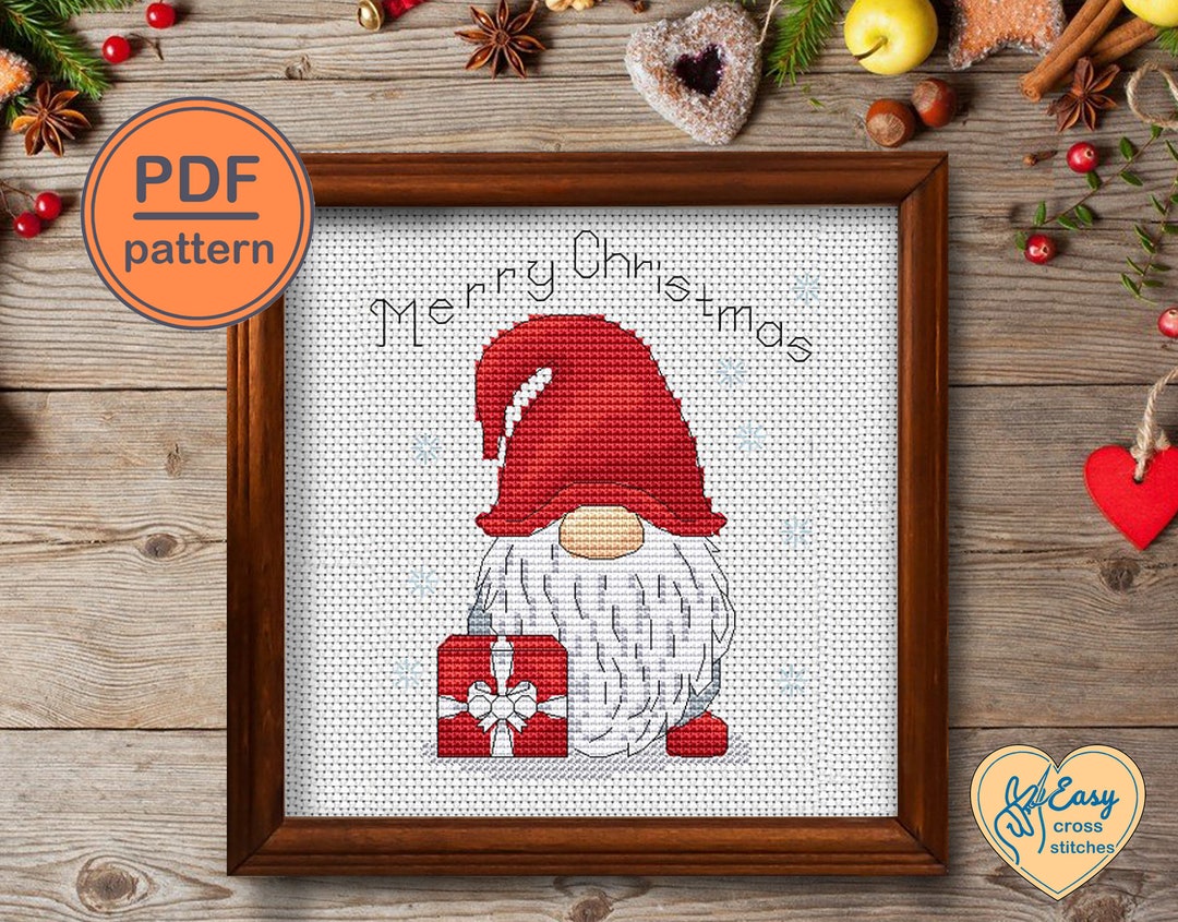 Christmas Gnome Simple Cross Stitch Pattern. Sweatshirt Christamas ...