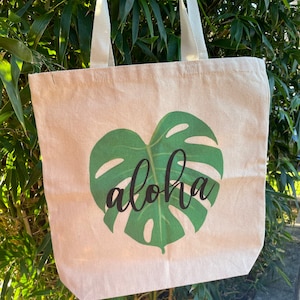 Aloha Monstera Tote Bag