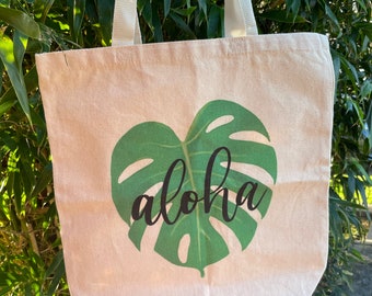 Aloha Monstera Tote Bag