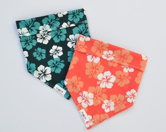 A&Z Teal/Orange Hibiscus Pet Bandana