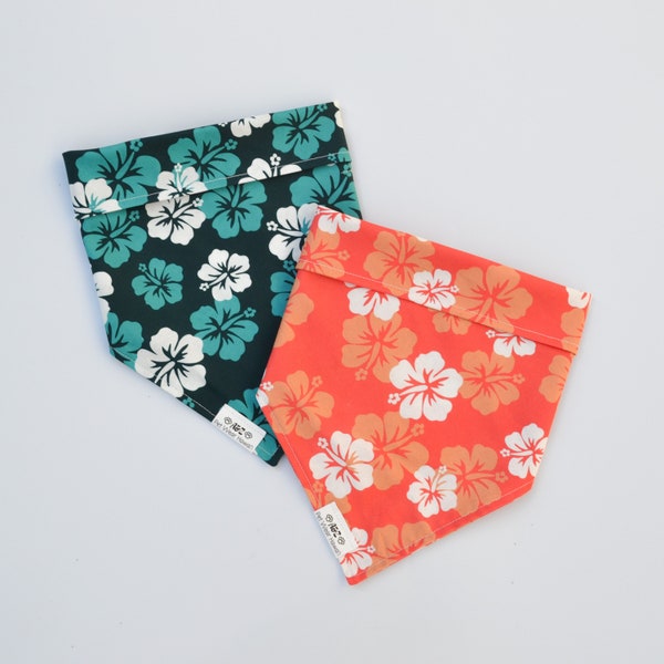 A&Z Teal/Orange Hibiscus Pet Bandana