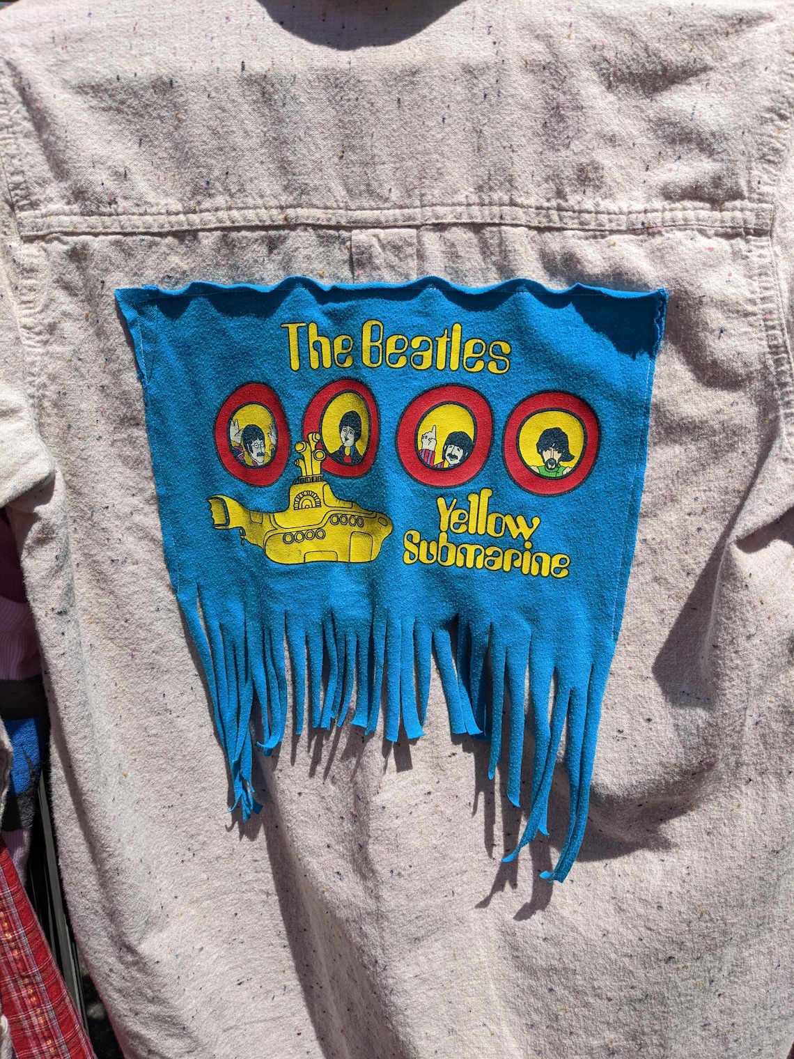 The Beatles Fringed and Patched Tan Flannel Shirt, Upcycled, Womens ...
