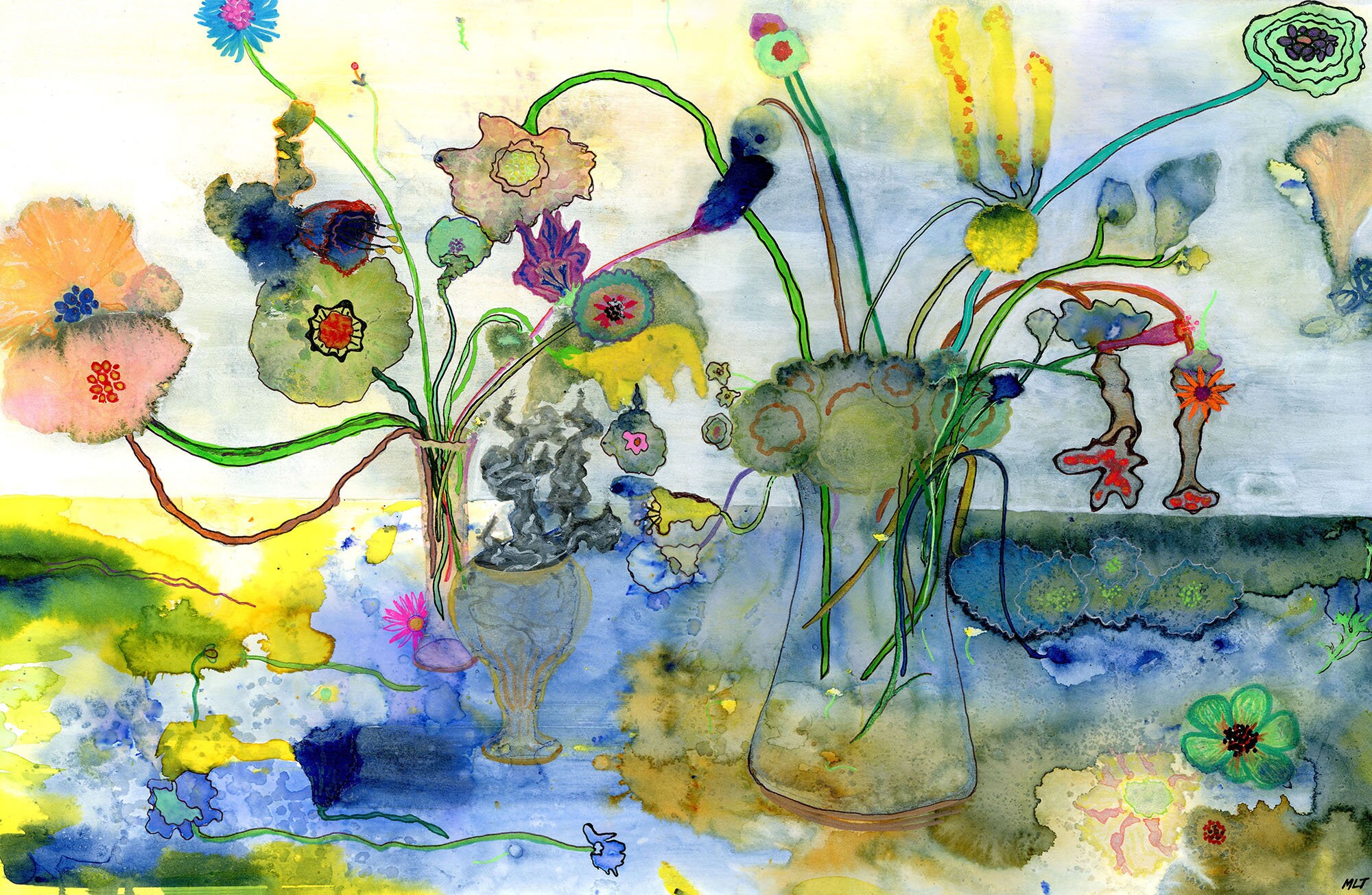 Signierter Print der Original Mixed Media Zeichnung auf Papier, Dream or Nightmare, von Marjorie Taylor