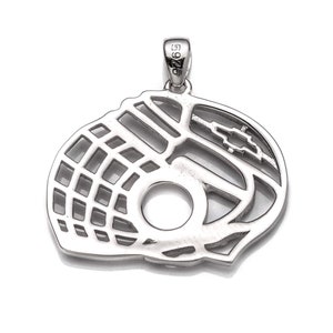 Unique Shape Pendant with Round Bezel Mounting and Bail in Sterling Silver 6mm | MTP346