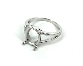 Split Shank Ring with Oval Prongs Mounting in Sterling Silver 9x11mm | MTR180