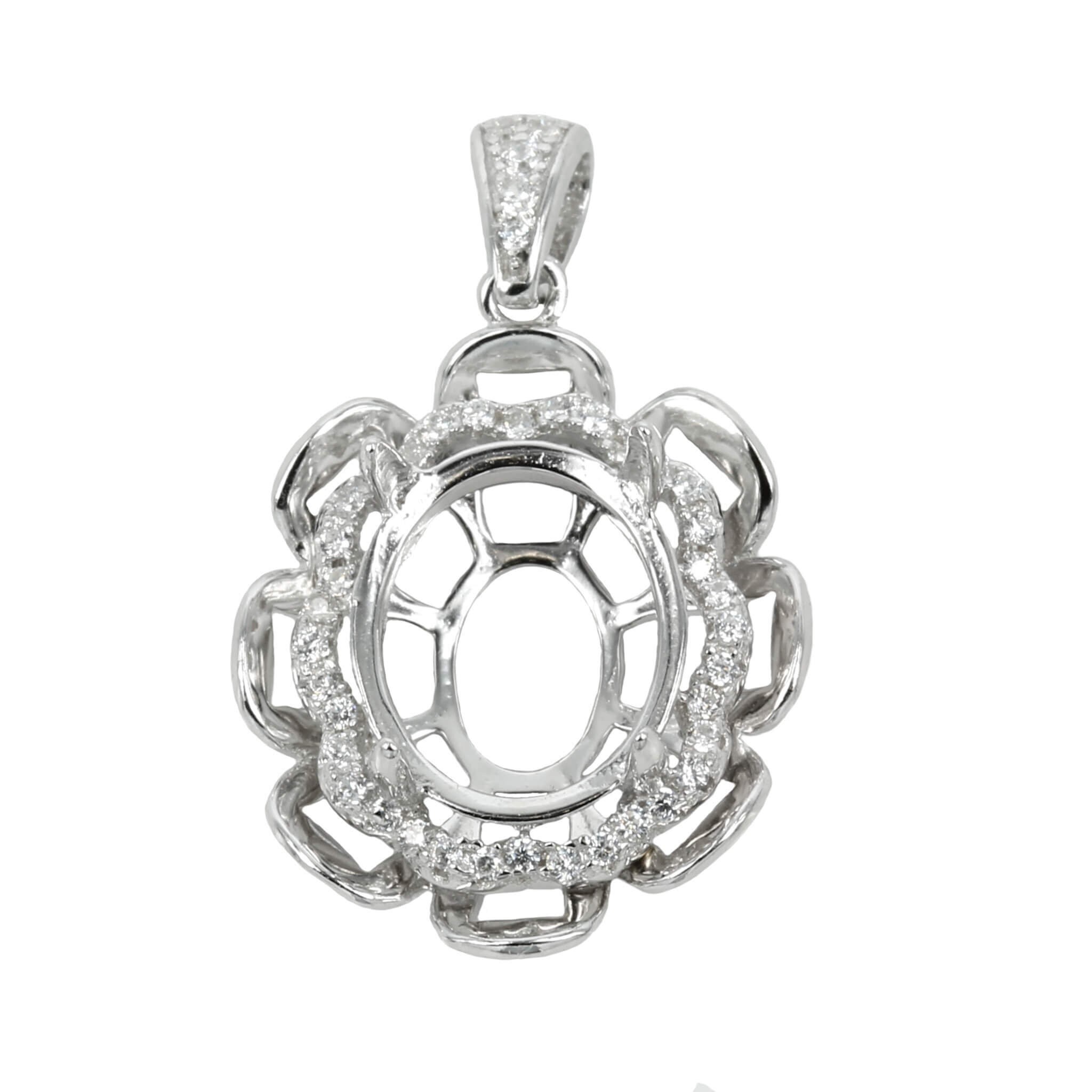 半額sale - タイムセールをお見逃しなく Oval and Frame Set Zirconias Cubic With Pendant Flower アクセサリー