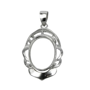 Colgante ovalado decorado en plata de ley 10 x 12 mm MTP1100