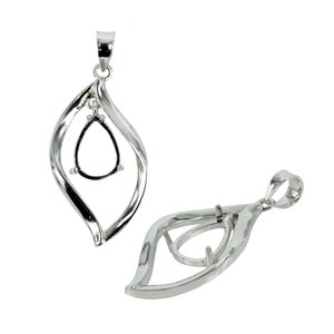 Ciondolo a forma di fiamma con montatura a pera in argento sterling per pietre da 7 x 10 mm MTP341